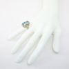 Picture of Antique Art Deco Era 14k White Gold Filigree & Blue Synthetic Spinel Ring with Gray Seed Pearl Accents