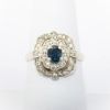 Picture of Antique 14k White Gold & Blue Sapphire Ring with Double Diamond Halo