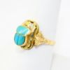Picture of Vintage Egyptian 20k Yellow Gold & Turquoise Scarab & Papyrus Ring