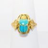 Picture of Vintage Egyptian 20k Yellow Gold & Turquoise Scarab & Papyrus Ring