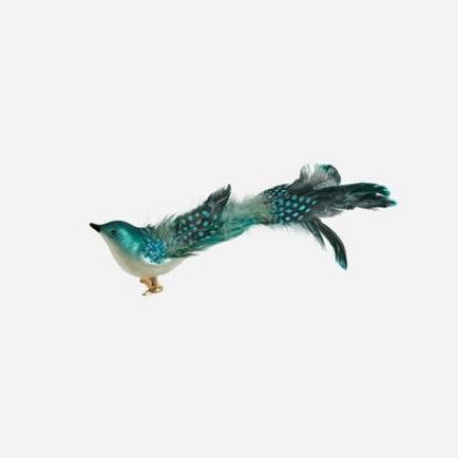Picture of One Hundred 80 Degrees  Blue Glass & Feather Bird clip on Ornament