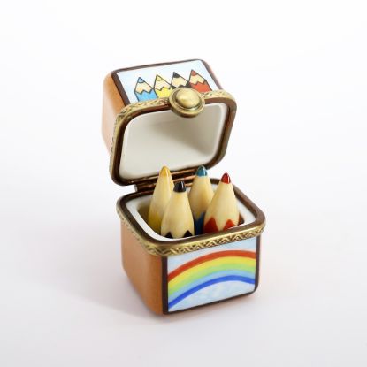 Picture of Limoges Porcelain Colored Pencil Trinket Box with Surprise Pencils Inside