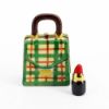 Picture of Limoges Porcelain Holiday Tartan Purse Trinket Box with Surprise Lipstick Inside 