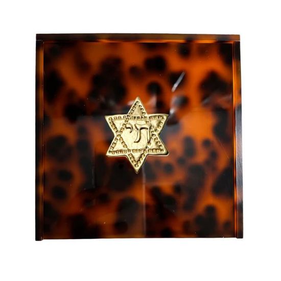 Picture of Southern Tribute Tortoiseshell Acrylic & Star of David Cocktail Napkin Box