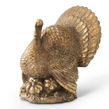 Picture of Antiqued Gold Turkey Centerpiece Figurine