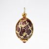 Picture of Vintage Gilt Sterling Silver, Purple Guilloche Enamel & Rhinestone Fabergé Style Egg Pendant with Flower Basket Inside
