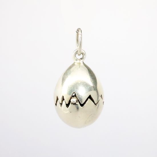Picture of Vintage Sterling Silver Opening Egg Charm with Baby Chick Inside