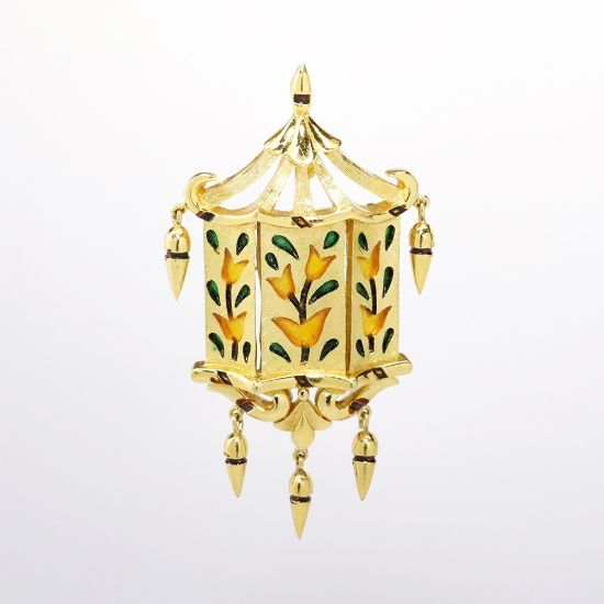 Picture of Vintage Trifari 'L'Orient' Enameled Lantern Brooch/Pendant