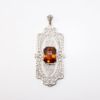 Picture of Antique Art Deco Era 14k White Gold Filigree & Citrine Pendant