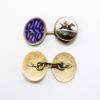 Picture of Antique 14k Yellow Gold & Cobalt Enameled Cufflinks with Carved Essex Crystal Jumping Horses
