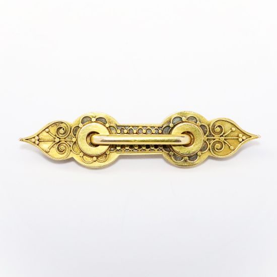 Picture of Antique Victorian 14k Gold Etruscan Revival Bar Brooch