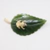 Picture of Vintage Cellino 14k Gold, Ruby & Carved Jade Frog on Leaf Brooch