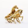 Picture of Vintage Mid Century 18k Yellow Gold Horse Pair Brooch with Pink Sapphire Eyes