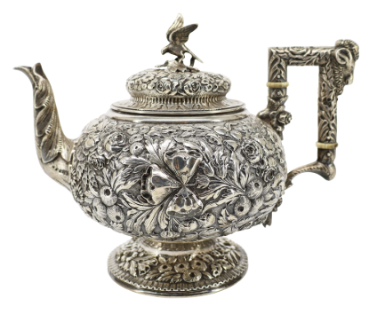 Picture of Antique Baltimore Sterling Silver Co. Repousse Teapot