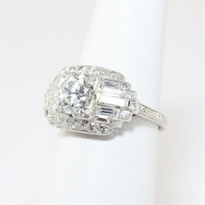 Picture of Antique Art Deco Era Platinum & Transitional Cut Diamond Statement Ring