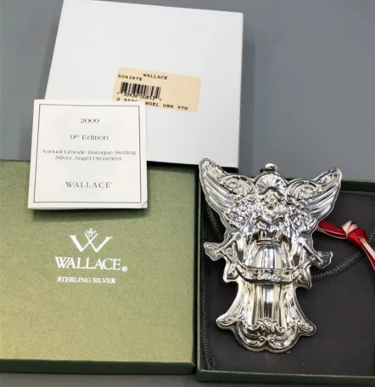 Picture of Wallace 2009 Sterling Silver 9th Edition Grande Baroque Angel Ornament, with Box
