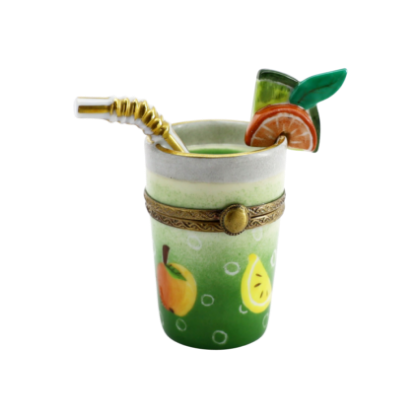 Picture of Limoges Porcelain Glass of Tropical Fruit Drink Trinket Box