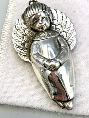 Picture of Vintage  Sterling Silver TipToe Angel Cherub Christmas Ornament Cazenovia