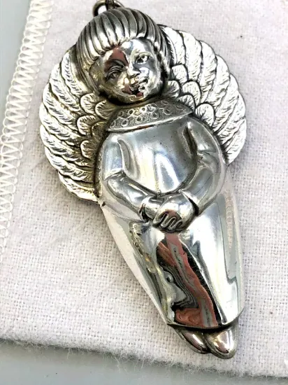 Picture of Vintage  Sterling Silver TipToe Angel Cherub Christmas Ornament Cazenovia