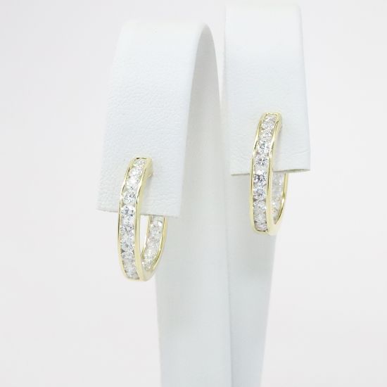 Picture of 14k Yellow Gold Diamond Hoops 