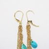 Picture of 14k Yellow Gold Dangle Turquoise Earrings 