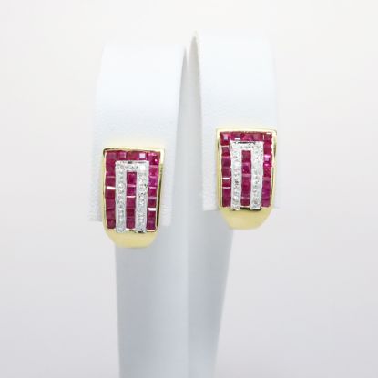 Picture of 18k Yellow Gold Ruby & Diamond  Earrings 