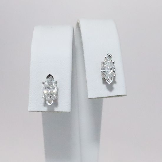 Picture of 14k White Gold 1.23CTW Marquise Diamond Studs 