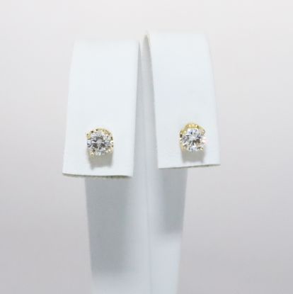 Picture of 14k Yellow Gold .63CTW Round Brilliant Diamond Studs 