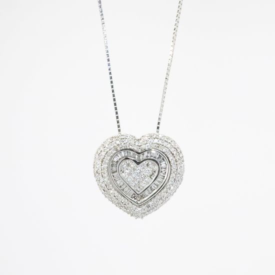 Picture of 14k White Gold Diamond Convertible Heart Necklace 