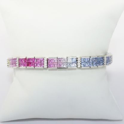 Picture of 14k White Gold Multi-Colored Sapphire & Diamond Bracelet 