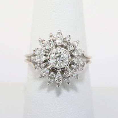 Picture of 14k White Gold Diamond Flower Ring 