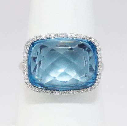Picture of 14k White Gold Blue Topaz & Diamond Ring 