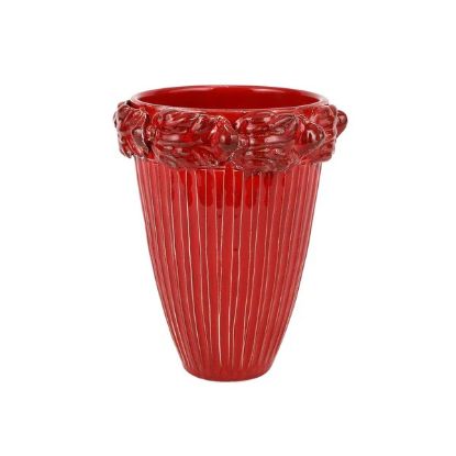 Picture of Vietri Rustic Garden Red Acanthus Leaf Tall Cachepot