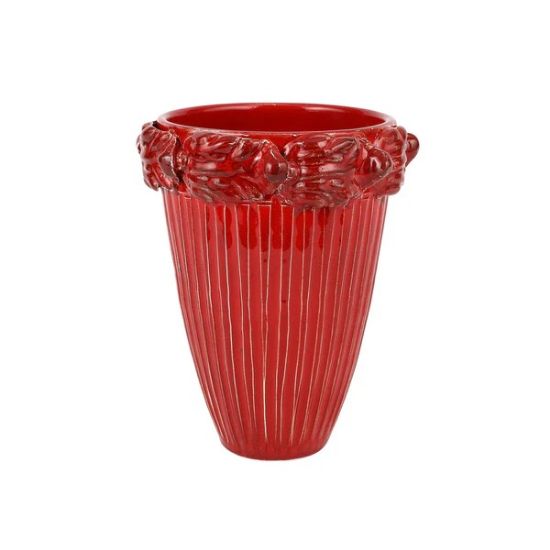 Picture of Vietri Rustic Garden Red Acanthus Leaf Tall Cachepot