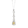 Picture of 14k White Gold Necklace with Art Deco Inspired Diamond & Citrine Pendant