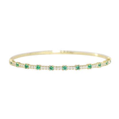 Picture of Nemati 14k Yellow Gold Diamond and Emerald Flexible Bangle Bracelet