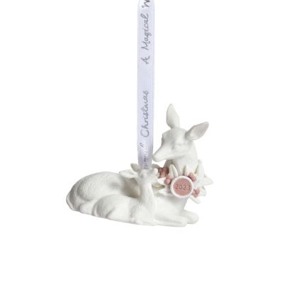 Picture of 2023 Wedgewood porcelain "Baby's First" Pink Deer Ornament, Brand New in Box