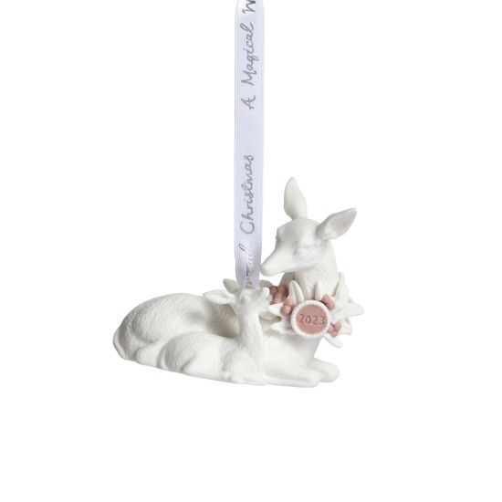 Picture of 2023 Wedgewood porcelain "Baby's First" Pink Deer Ornament, Brand New in Box