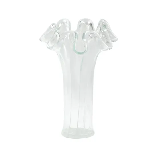 Picture of Vietri Onda Glass Clear Vase With White Lines Tall Vase