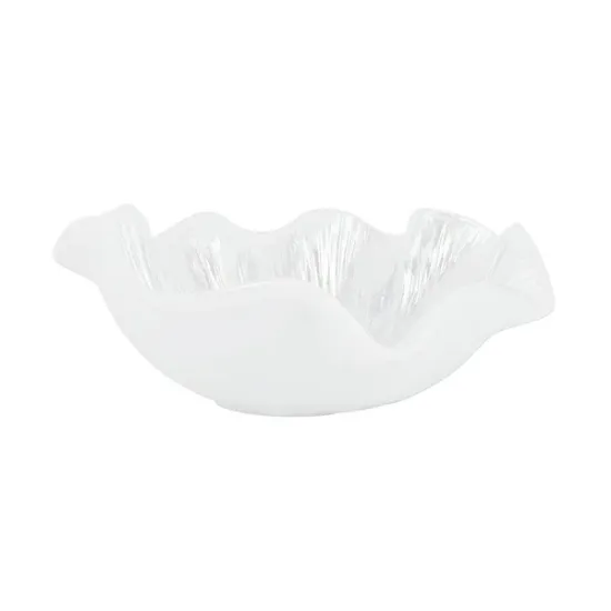 Picture of Vietri Onda Glass White Ruffled Round Bowl