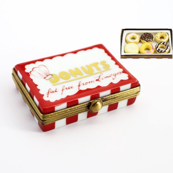 Picture of Limoges Porcelain Box of Donuts Trinket Box with 6 Surprise Donuts Inside