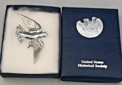 Picture of US Historical Society Sterling Silver "Swallow" Ornament, with box
