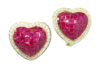 Picture of 18k Yellow Gold, Ruby & Diamond Heart Earrings 