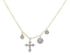 Picture of Two-Tone Gold Diamond Cross and Charm Necklace