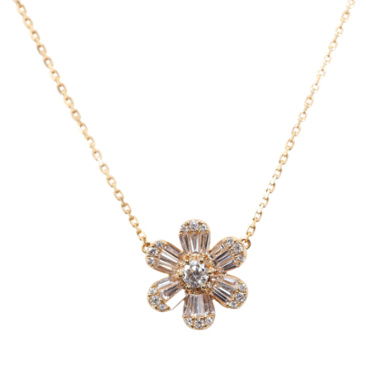 Picture of 18k Rose Gold & Diamond Flower Necklace