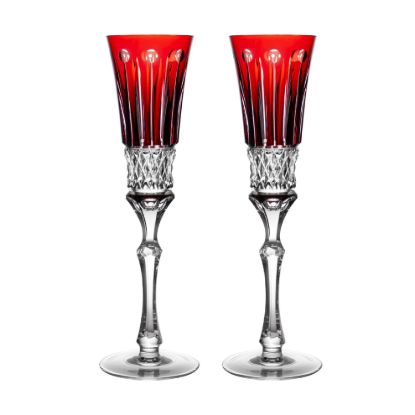 Picture of Fabergé Crystal 'Xenia' Pair of Ruby Red Champagne Toasting Flutes