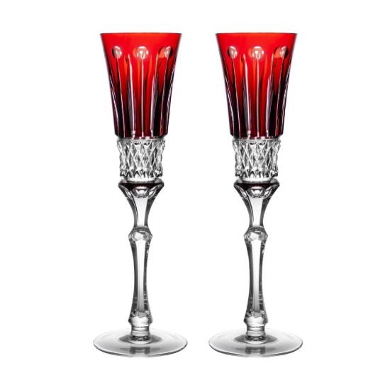 Picture of Fabergé Crystal 'Xenia' Pair of Ruby Red Champagne Toasting Flutes