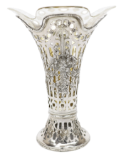 Picture of 1891-1919 .800 Hanau, Germany Silver Vase with Glass Liner by Georg Roth & Co.