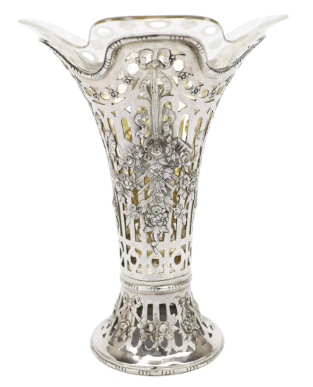 Picture of 1891-1919 .800 Hanau, Germany Silver Vase with Glass Liner by Georg Roth & Co.