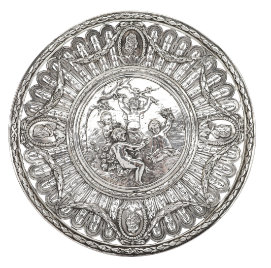 Picture of 1874-1926 Hanau, Germany .800 Silver Baroque Style Plate with Cherub Motif by Storck & Sinsheimer